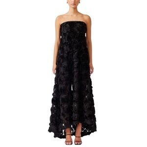 Elliatt Black Strapless Floral Gown